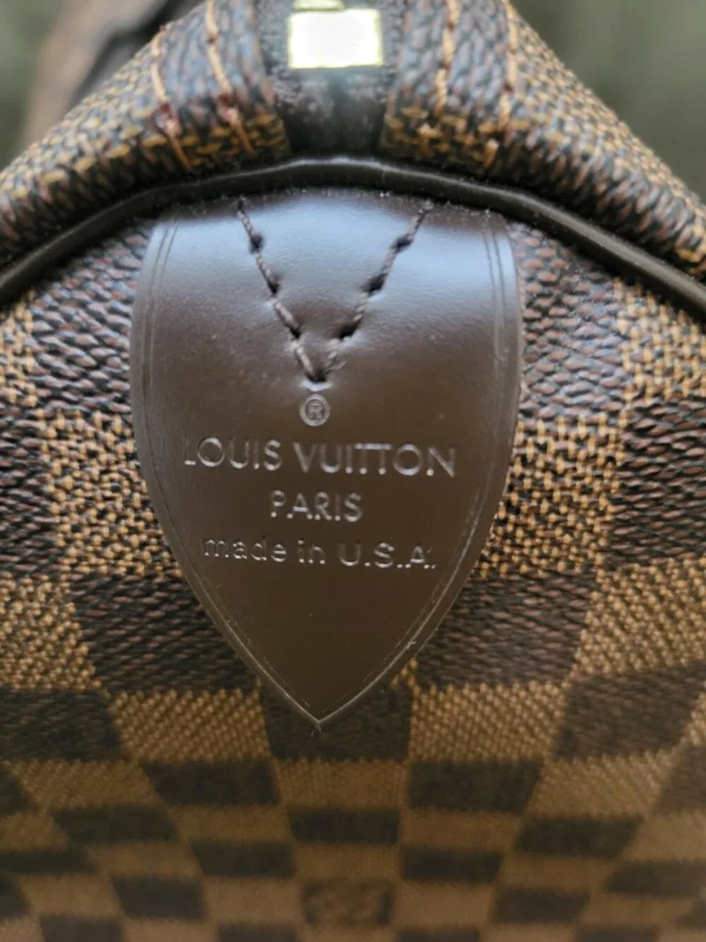 NEVER USED Louis Vuitton Speedy Duffle 35 Brown Canvas Damier Ebene w/ strap